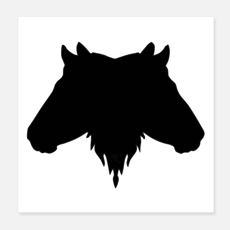 Double tête noir - Poster 20 x 20 cm - blanc