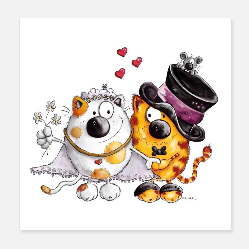 Hochzeit mit Herz Poster 20x20 cm