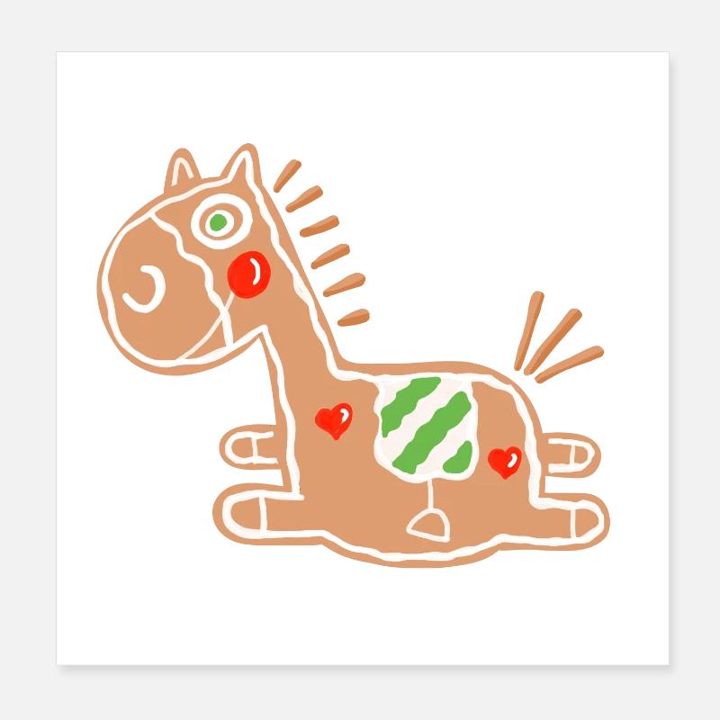 Pfefferkuchen Pferd - Lebkuchen - Backen - Gebäck Poster 20x20 cm
