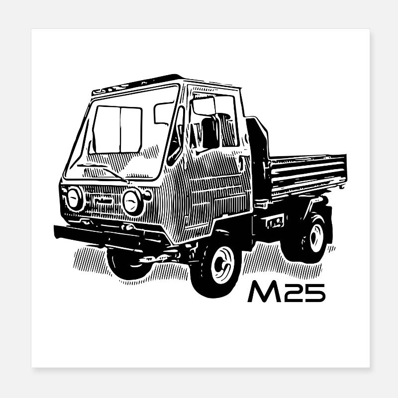 Multicar M25 | GDR | Moped | Truck | Technology Poster 8" x 8" (20x20 cm)