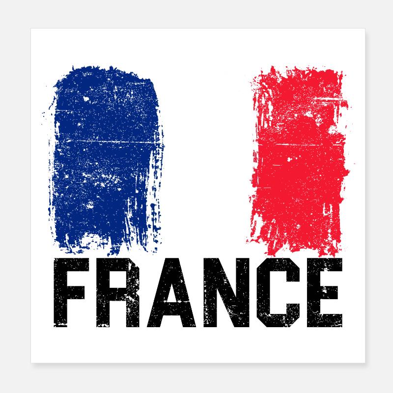 Coup de pinceau Drapeau français Poster 20 x 20 cm
