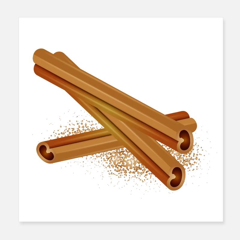 Trois beaux bâtons de cannelle avec de la cannelle en poudre Poster 20 x 20 cm