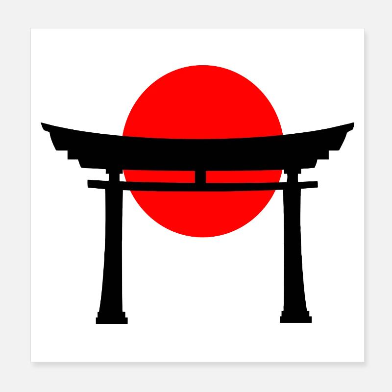 Torii devant le soleil japonais Poster 20 x 20 cm