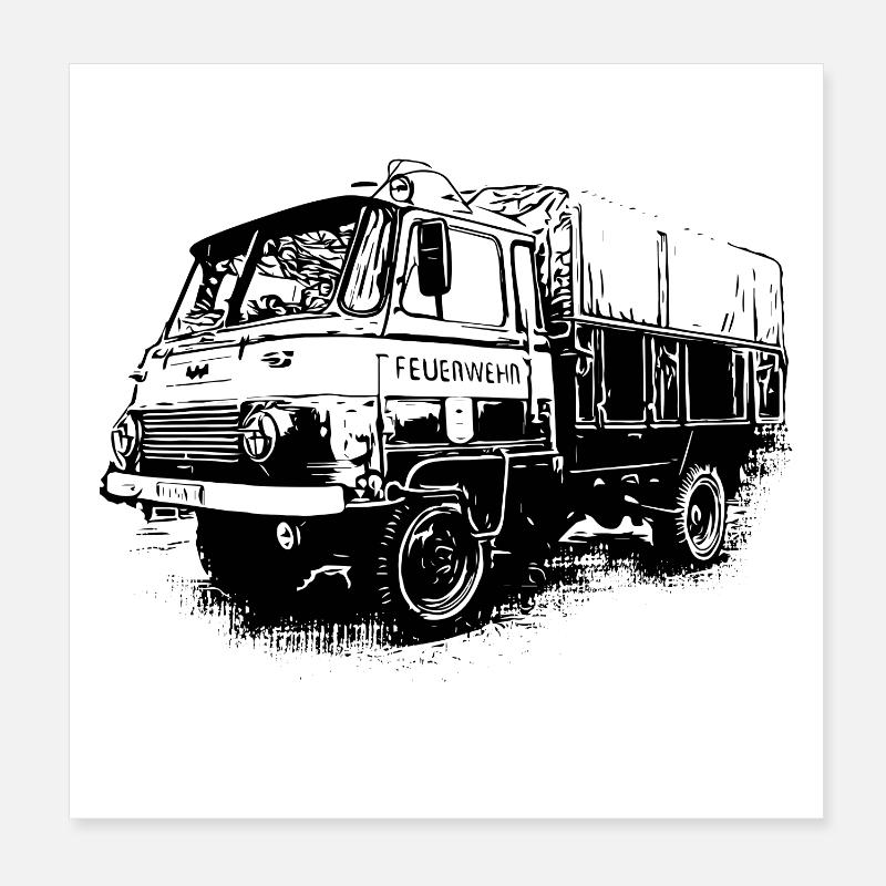 Robur Flatbed LO LD IFA Fire Brigade Poster 8" x 8" (20x20 cm)