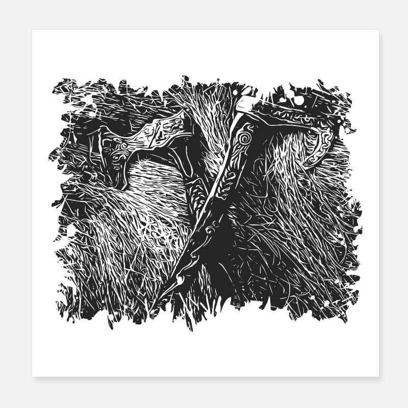 Wikinger Äxte Poster 20x20 cm