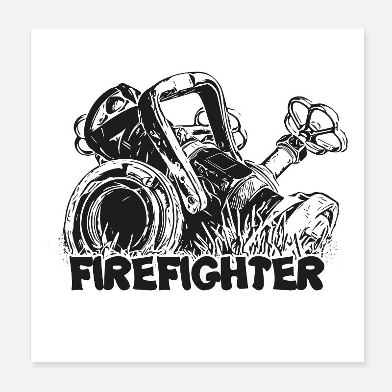 Firefighter Poster 8" x 8" (20x20 cm)