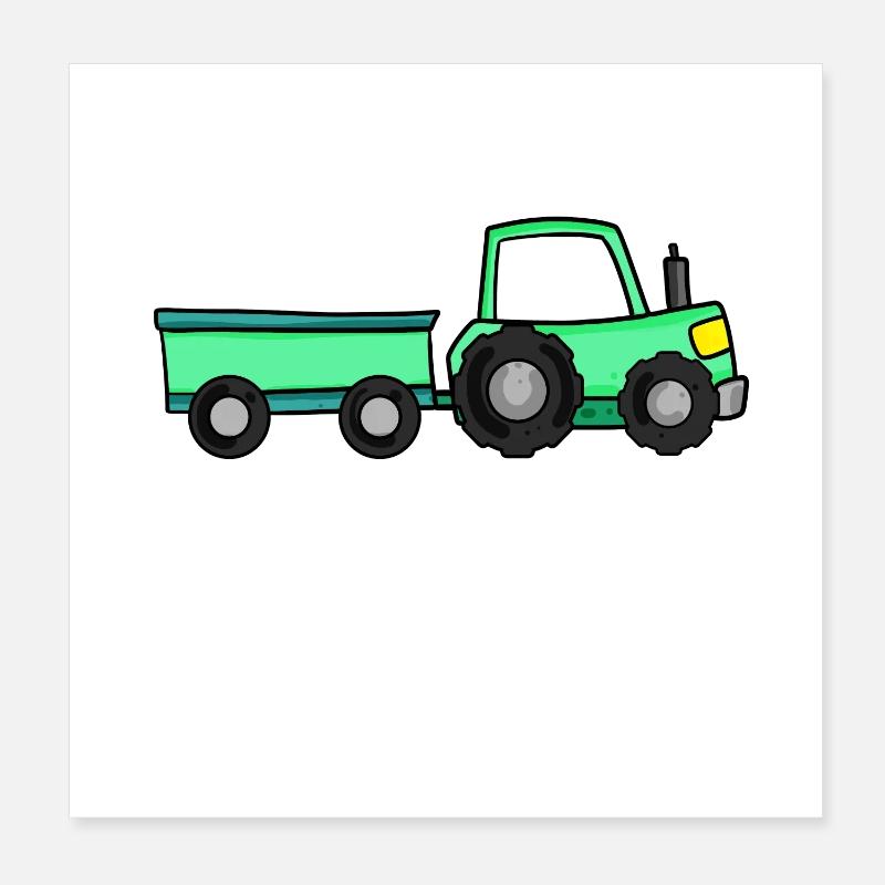 Tractor with trailer Poster 8" x 8" (20x20 cm)
