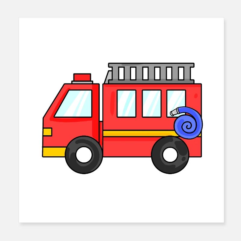 Fire Brigade Car Poster 8" x 8" (20x20 cm)