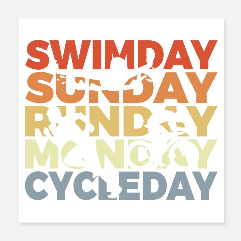 Triathlon Rétro Vintage Poster 20 x 20 cm