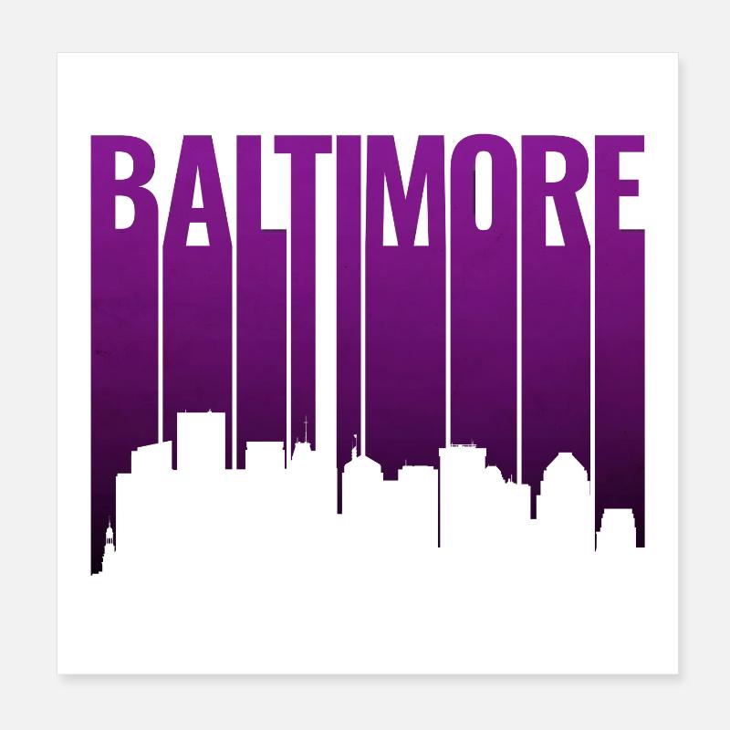La silhouette de Baltimore dans le crépuscule violet Poster 20 x 20 cm