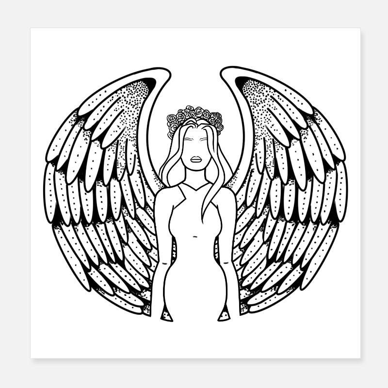 Weiblicher Engel | Erzengel | Todesengel | Flügel Poster 20x20 cm