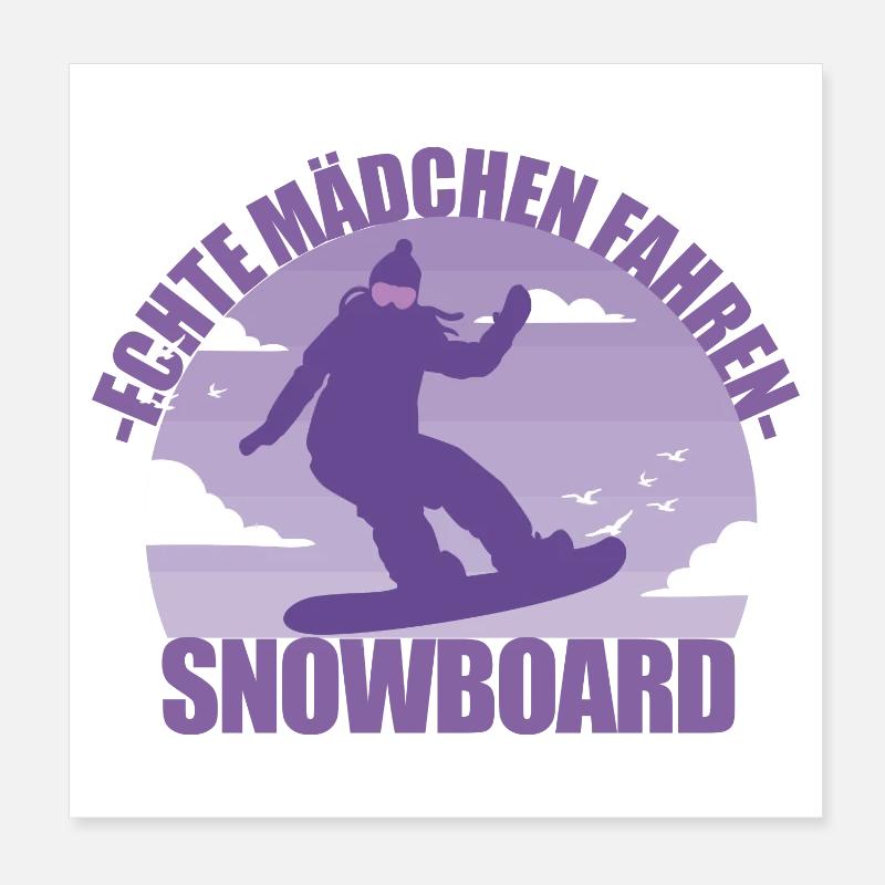 Snowboard Snowboarderin Mädchen Skiurlaub Geschenk Poster 20x20 cm