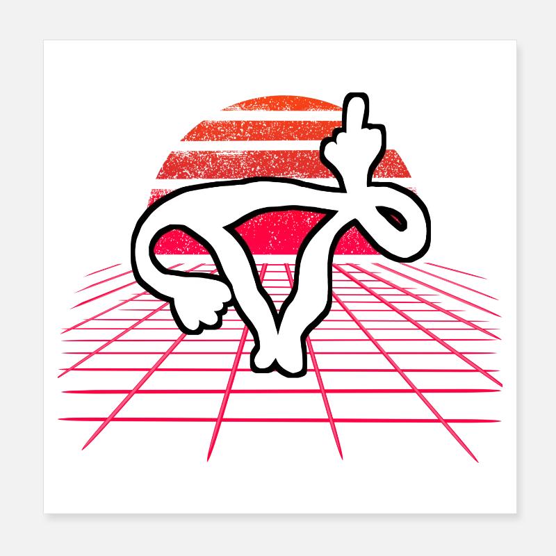 Fick dich Gebärmutter - Uterus Retro Wave Sunset Poster 20x20 cm