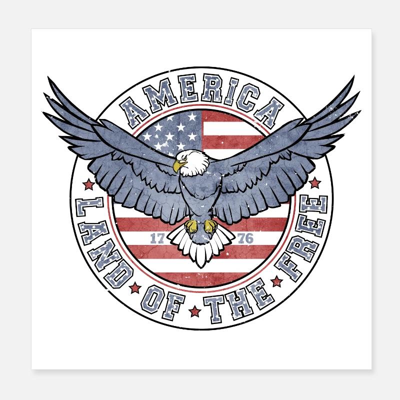 4. Juli - Unabhängigkeitstag - Retro Amerikanisch Poster 20x20 cm