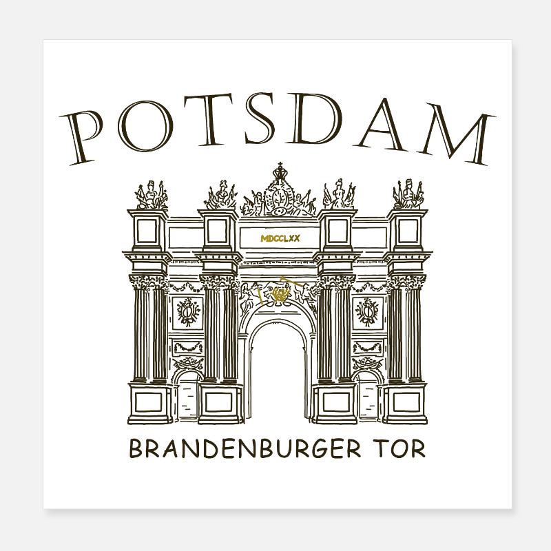 Potsdam, Brandenburg Gate, Germany Drawing Poster 8" x 8" (20x20 cm)