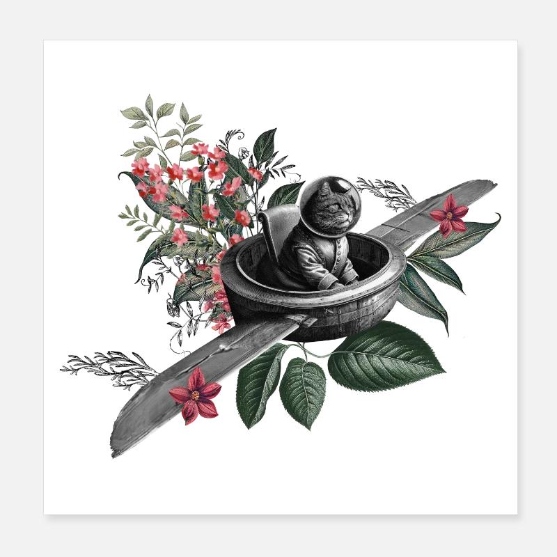 Le chat volant Poster 20 x 20 cm