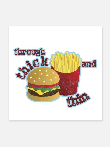 Burger mit Pommes - Poster 20x20 cm - Weiß