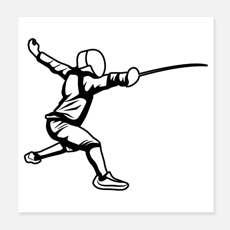 Fechter Skizze Poster 20x20 cm