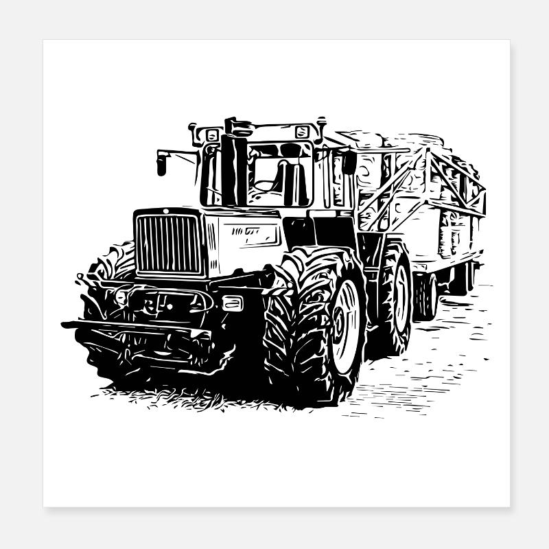 Old MB trac 1300 TRACTOR with straw trailer Poster 8" x 8" (20x20 cm)