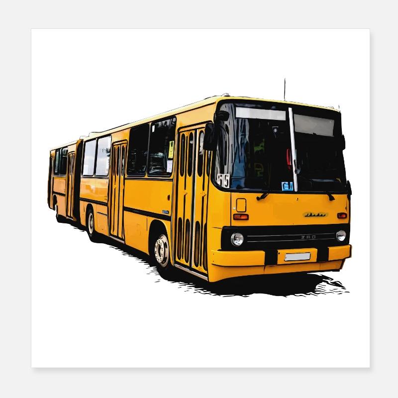 Bus Ikarus Z80 jaune Poster 20 x 20 cm