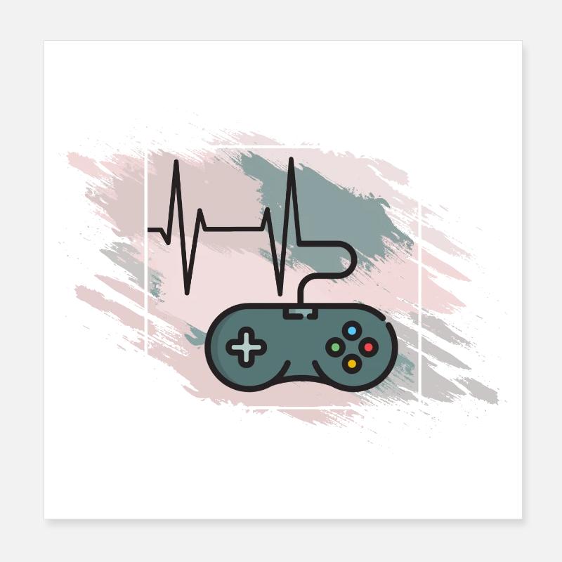 Herzschlag Gaming Controller Retro Poster 20x20 cm