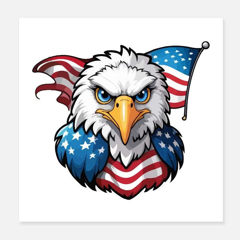 Drapeau des États-Unis et aigle des États-Unis Poster 20 x 20 cm