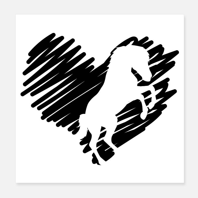 Ich Herz Pferde Poster 20x20 cm