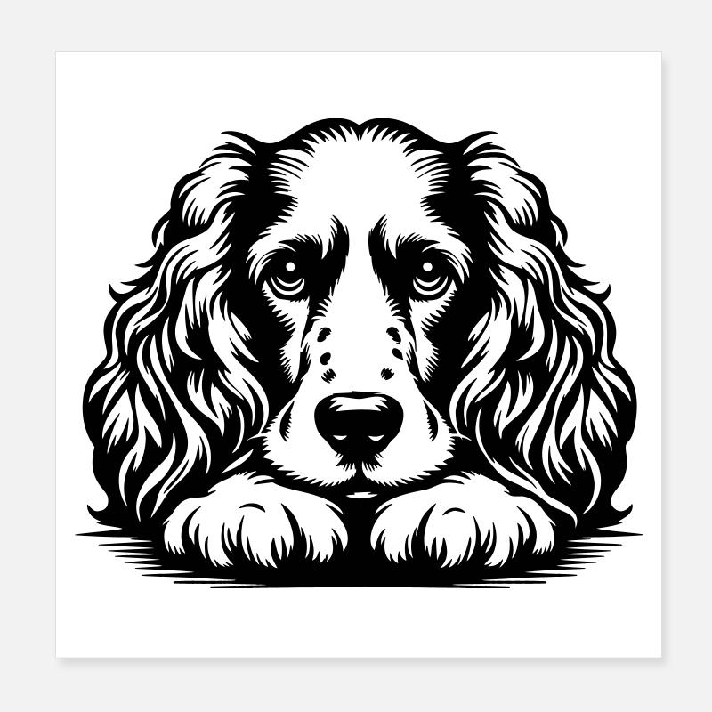 Tête de cocker avec pattes Poster 20 x 20 cm