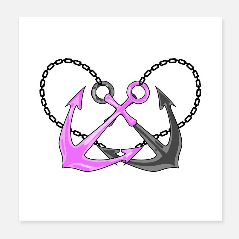 Two anchors Poster 8" x 8" (20x20 cm)