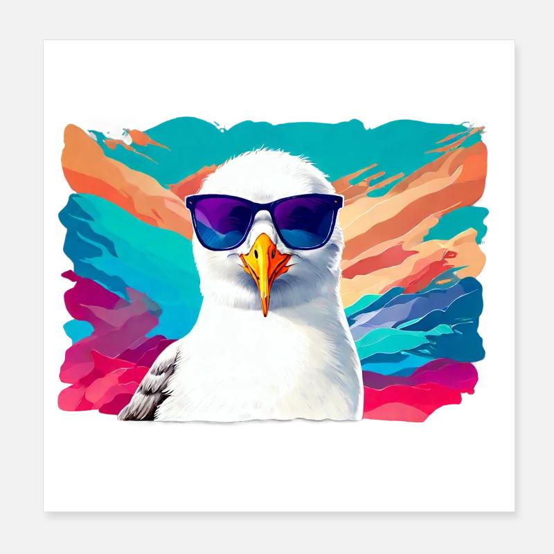 Mouette drôle avec des lunettes de soleil Poster 20 x 20 cm