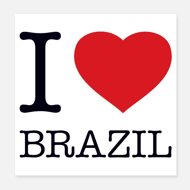 J’AIME BRÉSIL BRÉSILIEN Poster 20 x 20 cm