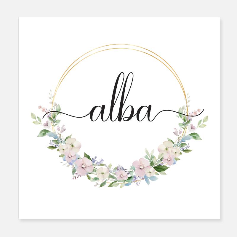 Alba! Nom : Floral - Poster 20 x 20 cm - blanc