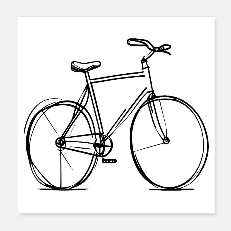 Fahrrad Strichzeichnung - Poster 20x20 cm - Weiß