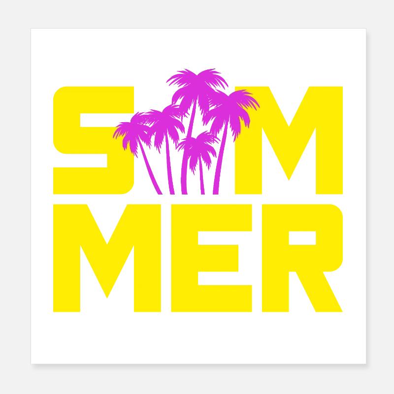 Sommer Palmen Sonne Urlaub Camping Strand Freizeit Poster 20x20 cm