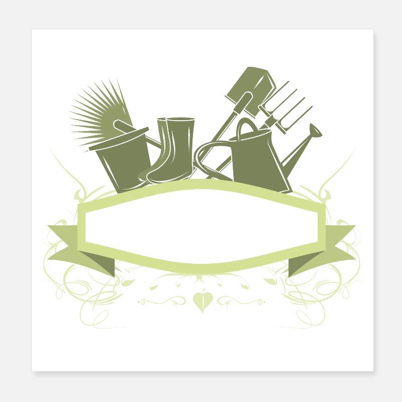 Decorative Garden Banner with Tools Poster 8" x 8" (20x20 cm)