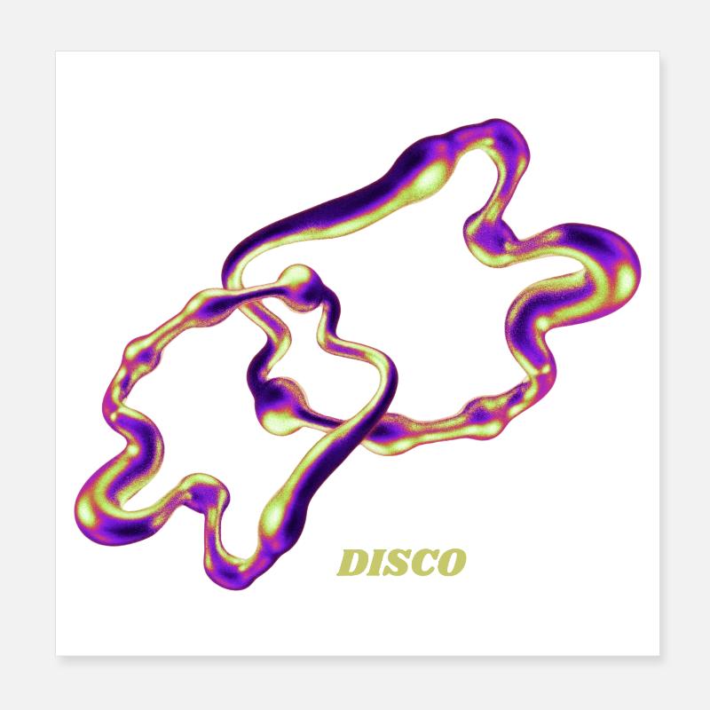 Retro Disco Blob – Art liquide abstrait au néon Poster 20 x 20 cm