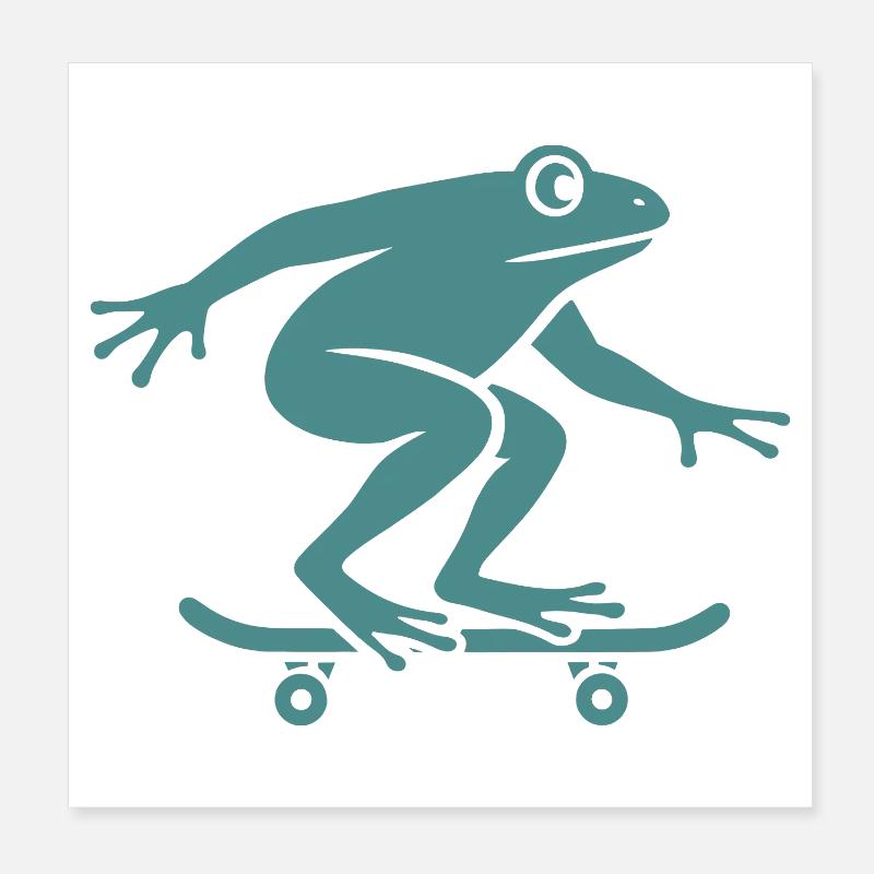 Minimalist Frog Toad Toad Skateboarder Poster 8" x 8" (20x20 cm)