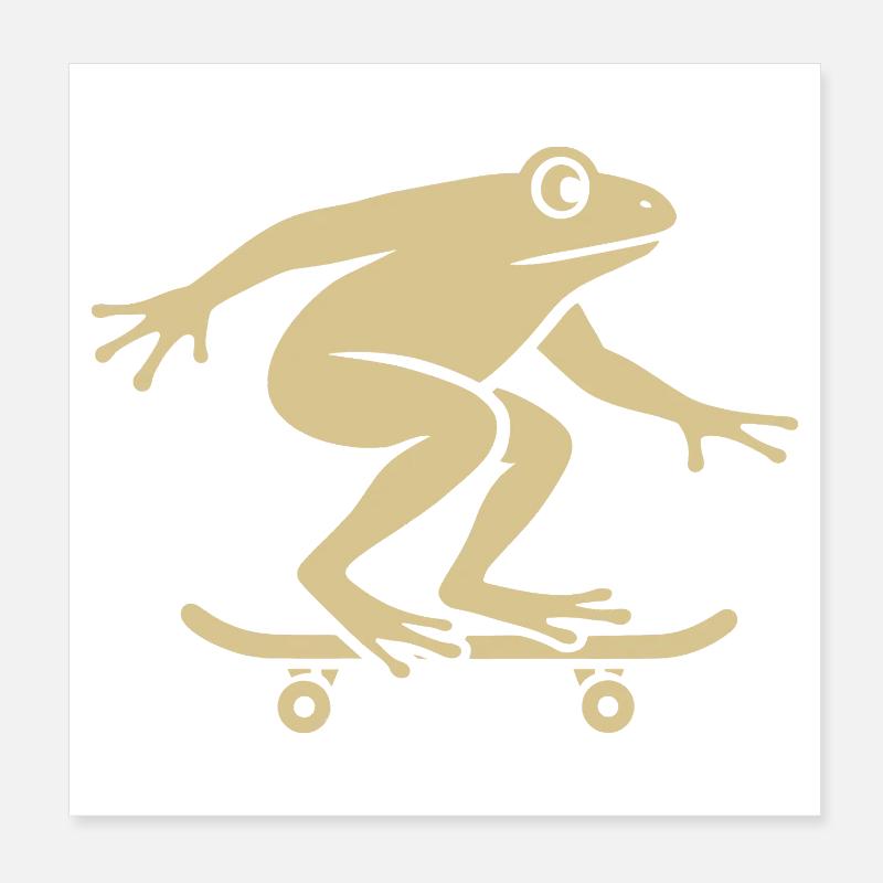 Minimalist Frog Toad Toad Skateboarder Poster 8" x 8" (20x20 cm)