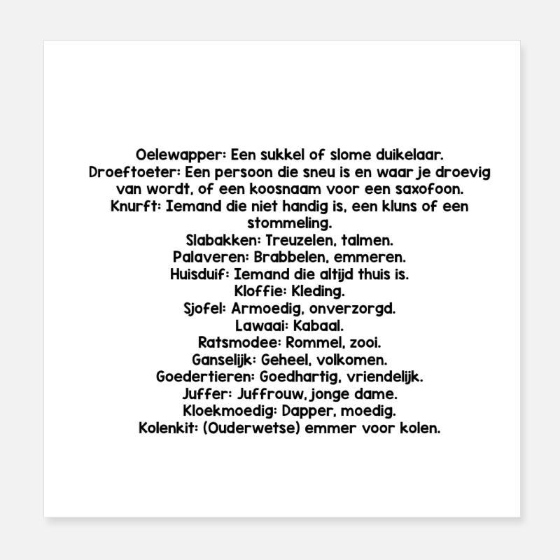 Old Dutch for Dummies Poster 8" x 8" (20x20 cm)