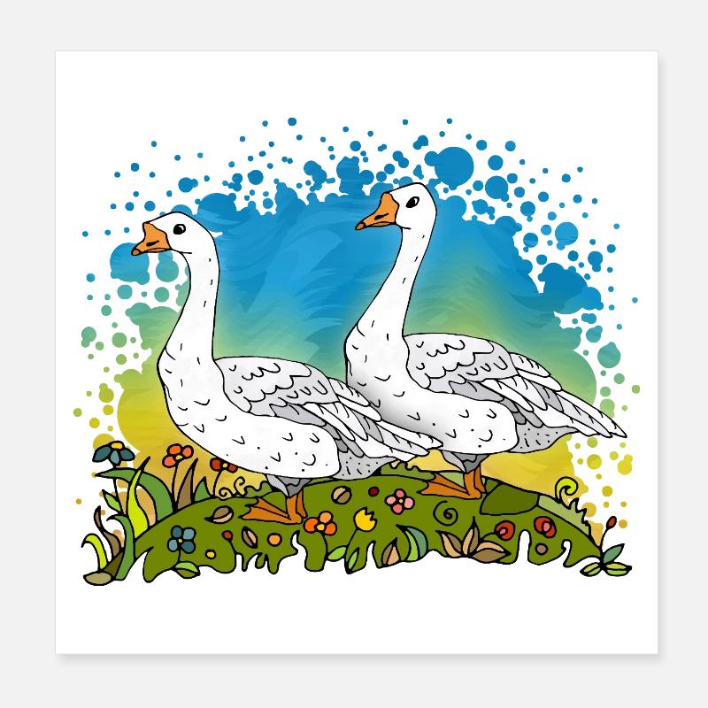 Zwei Gänse auf Green Gables Poster 20x20 cm