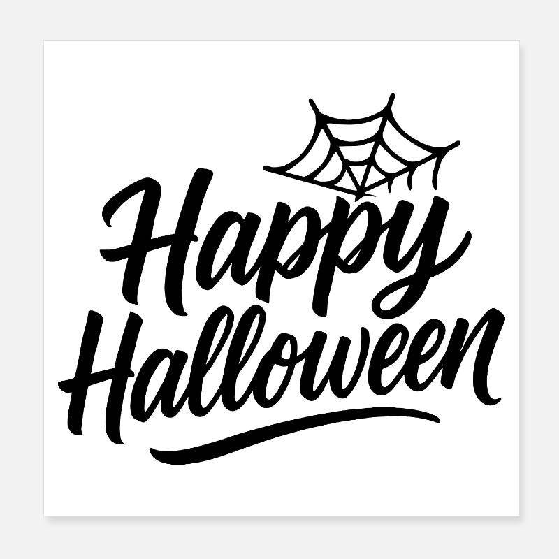 Happy Halloween with spider web design Poster 8" x 8" (20x20 cm)