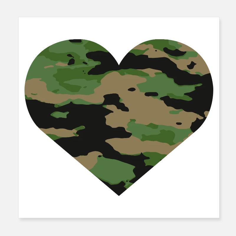 Conception de cœur camouflage Poster 20 x 20 cm