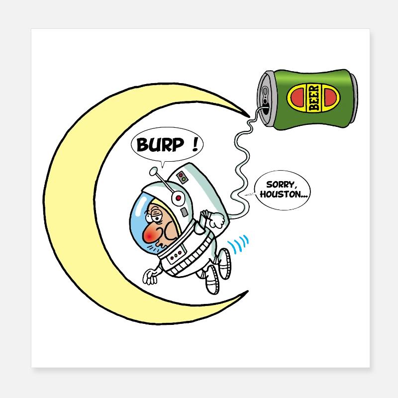 l'astronaute et la bière Poster 20 x 20 cm