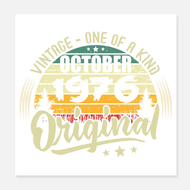 October 1976 Birthday Gift Poster 8" x 8" (20x20 cm)