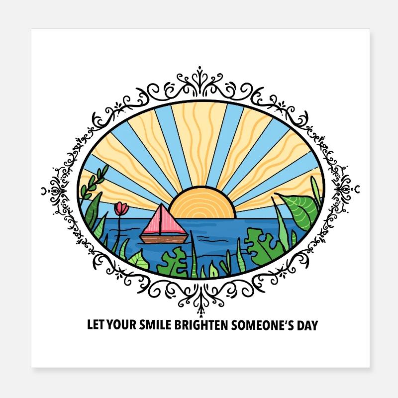 Paysage de coucher de soleil avec citation Poster 20 x 20 cm