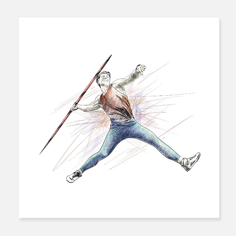 Lancer du javelot Poster 20 x 20 cm