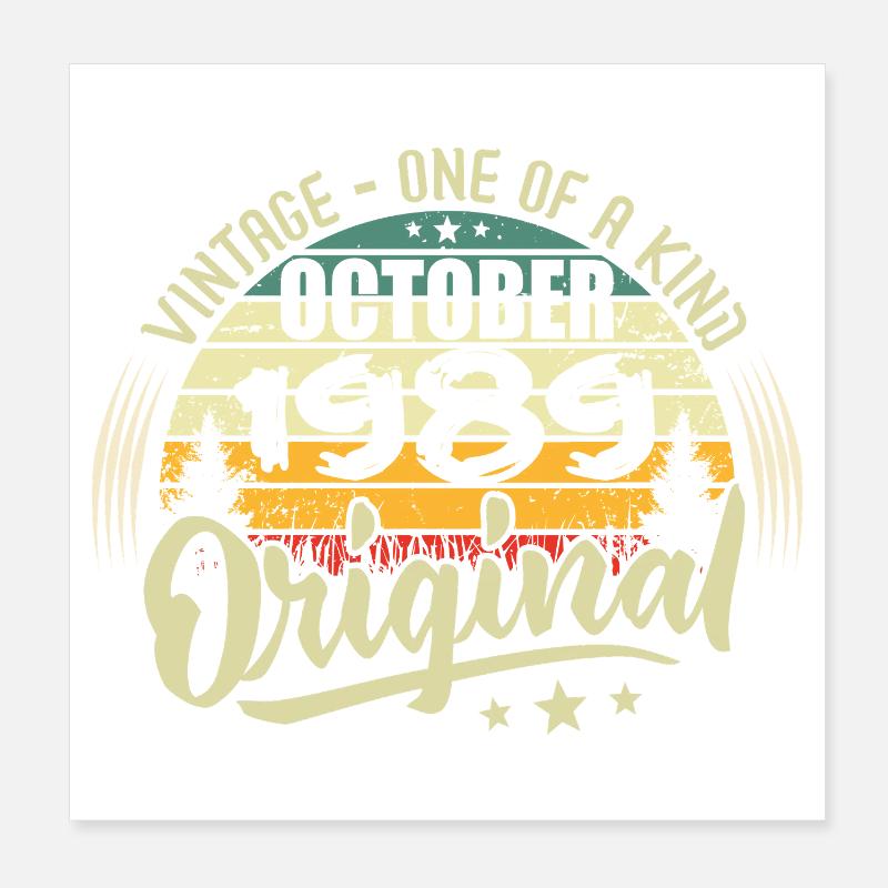 October 1989 Birthday Gift Poster 8" x 8" (20x20 cm)