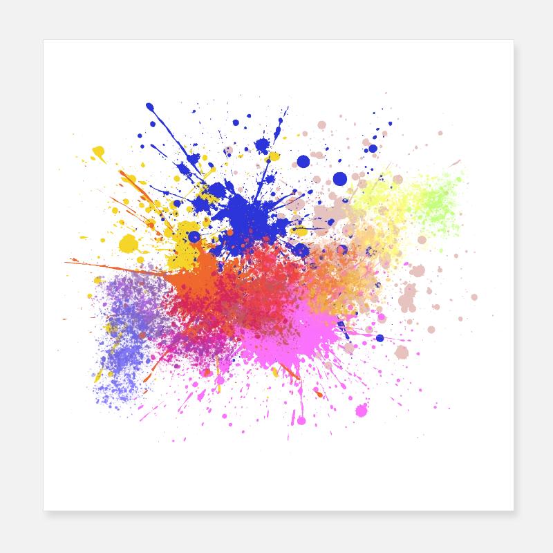 Colored Paint Splashes Art Design Poster 8" x 8" (20x20 cm)
