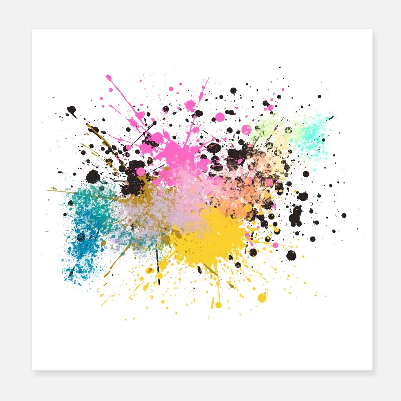 Colorful Paint Splash Design Poster 8" x 8" (20x20 cm)