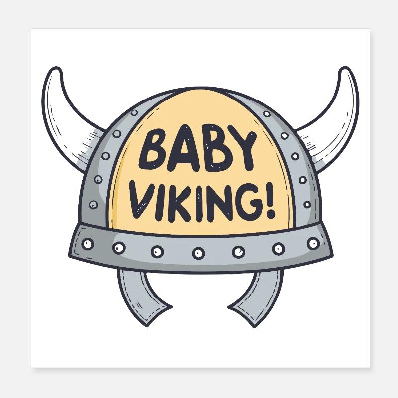Viking Bébé Casque cornes blanches Poster 20 x 20 cm